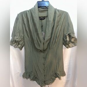 Scarlet Darkness Sage Green Blouse with Lace Details